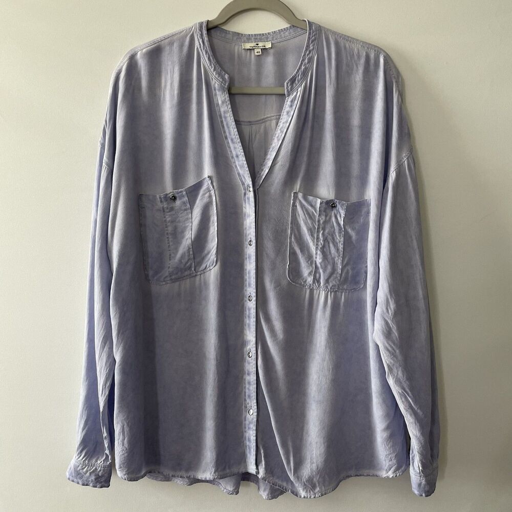 Tom Tailor Button Front Blouse Purple Viscose Women's Size 40 US L/10